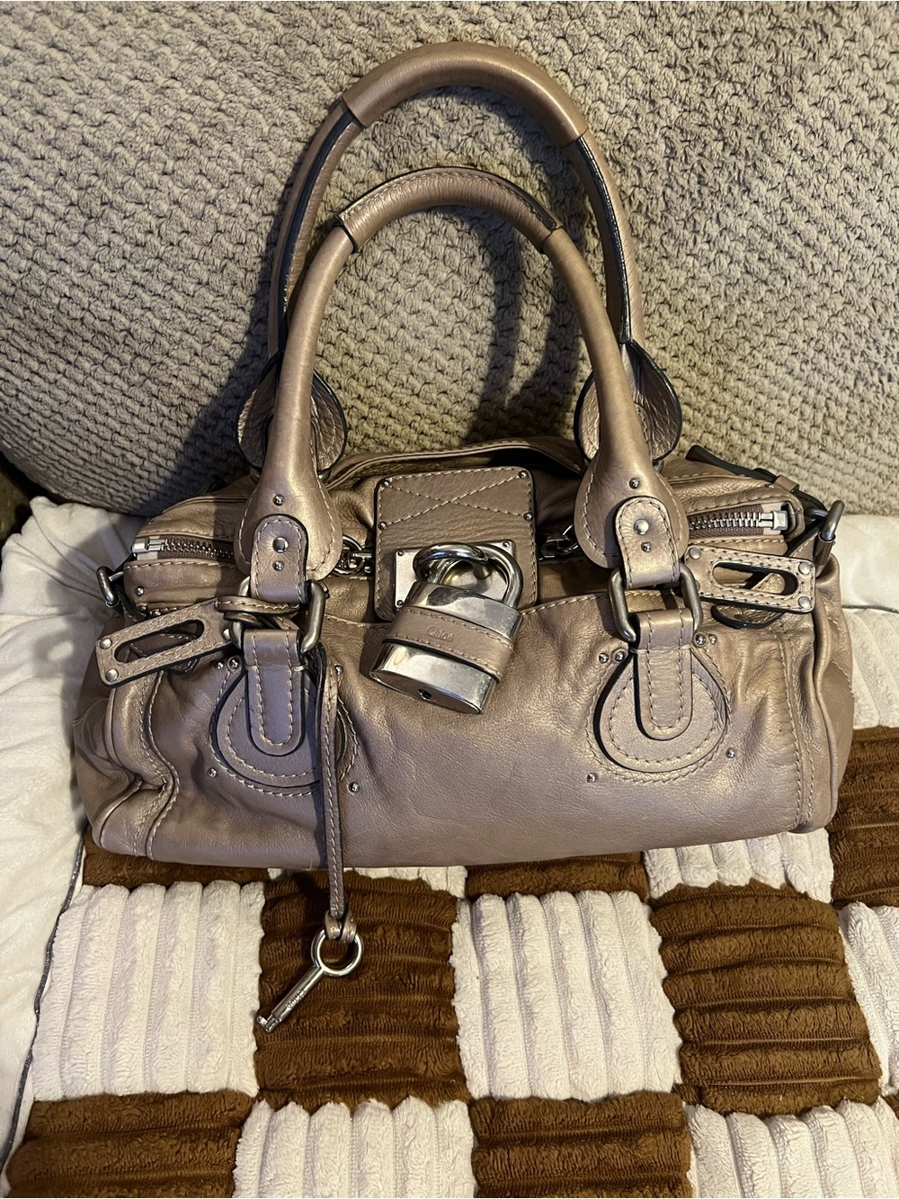 Chloe Paddington Metallic Taupe VGUC!